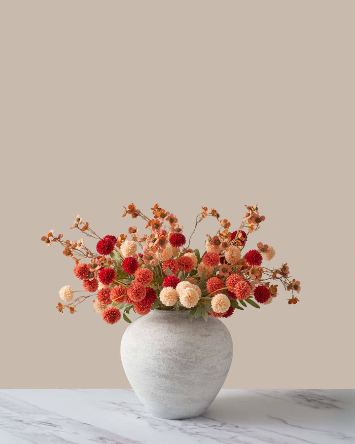 Faux Arrangement - Assorted Kiku & Wax flower
