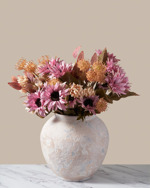 Faux Autumn Arrangement - Pink & Beige