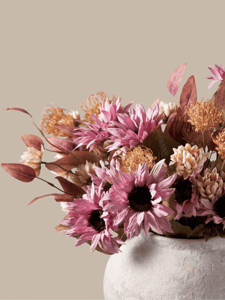 Faux Autumn Arrangement - Pink & Beige