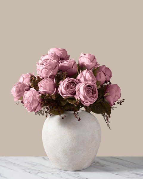 Faux Large Rose Arrangement - Pink (3 Stems/21 Roses)