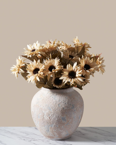 Faux Autumn Sunflower - Beige (3 Stems/21 Sunflowers)