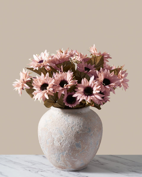 Faux Autumn Sunflower - Pink (3 Stems/21 Sunflowers)