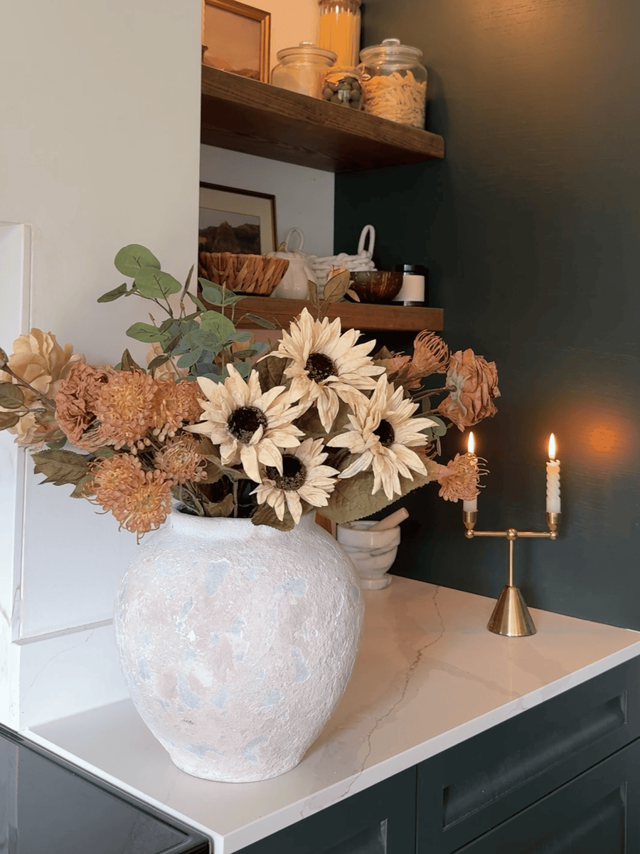 Faux Autumn Arrangement - Green & Beige