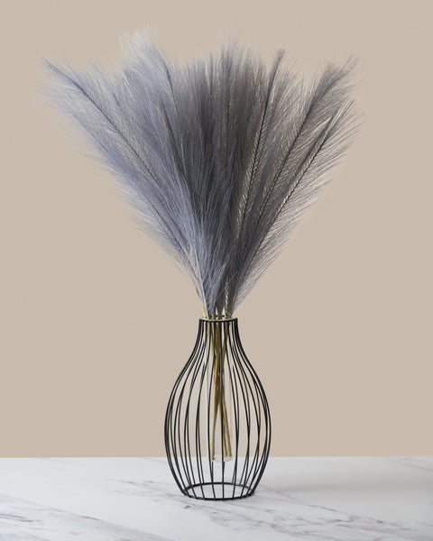 Faux Pampas Grass - Light Slate Grey (5 Stems)
