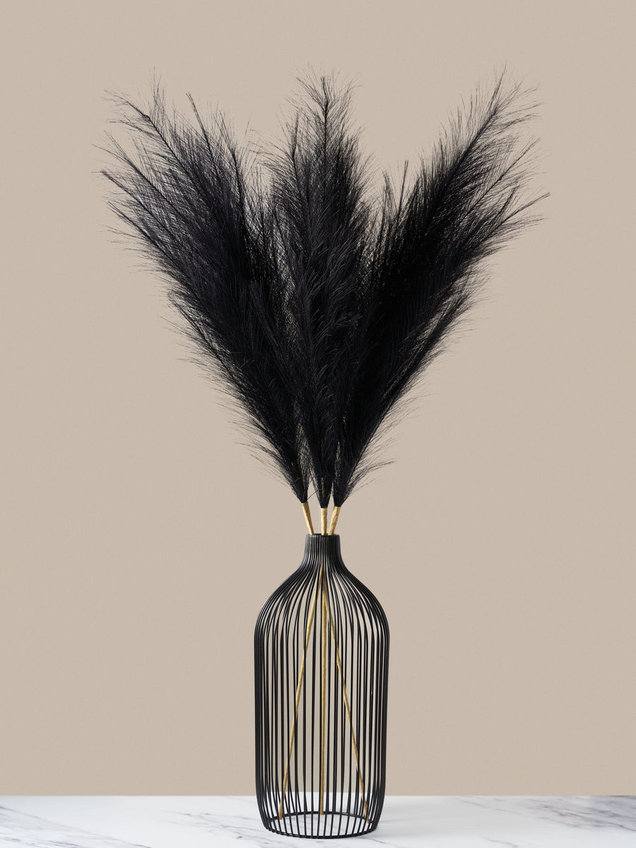 Tall Faux Pampas Grass - Black (3 Stems)