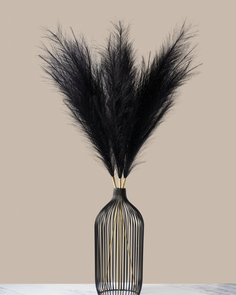 Tall Faux Pampas Grass - Black (3 Stems)