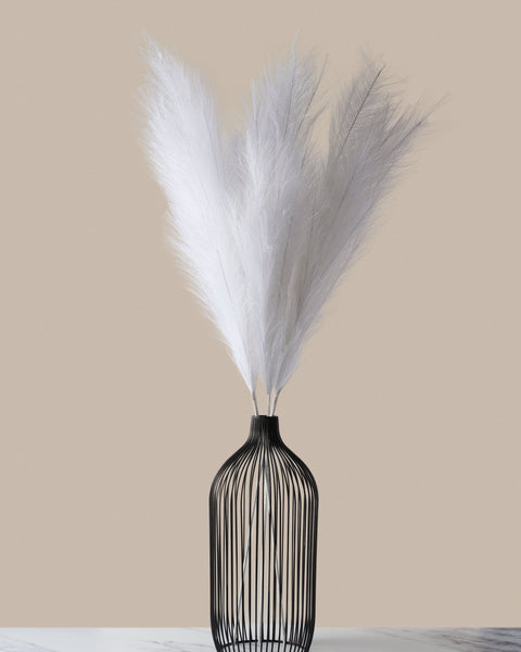 Tall Faux Pampas Grass - White (3 Stems)