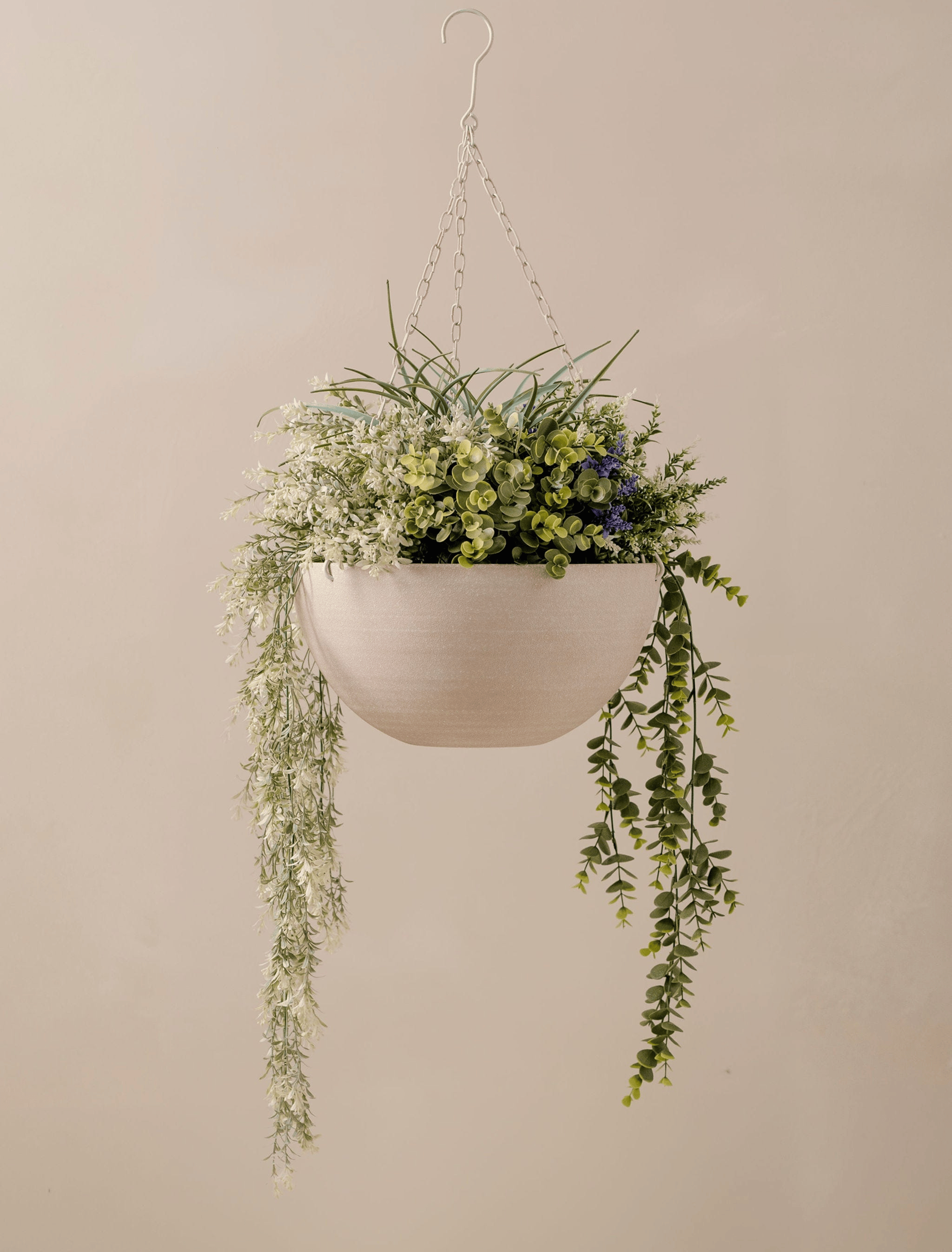 Outdoor Hanging Floral Basket - Green & Purple
