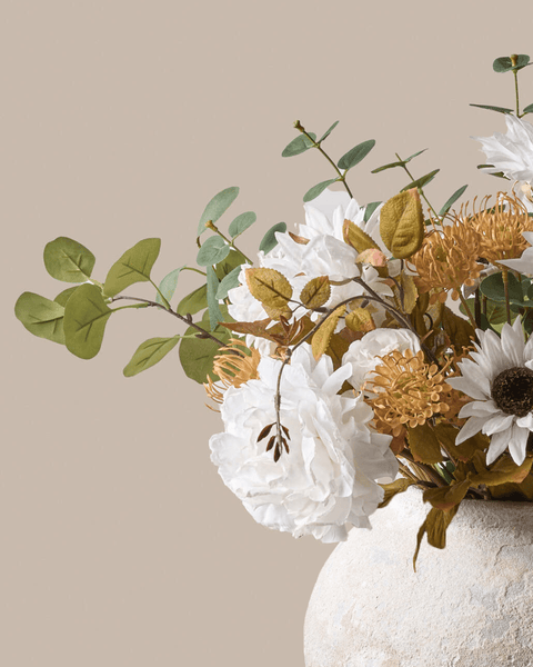 Faux Arrangement - White Peony & Sunflower
