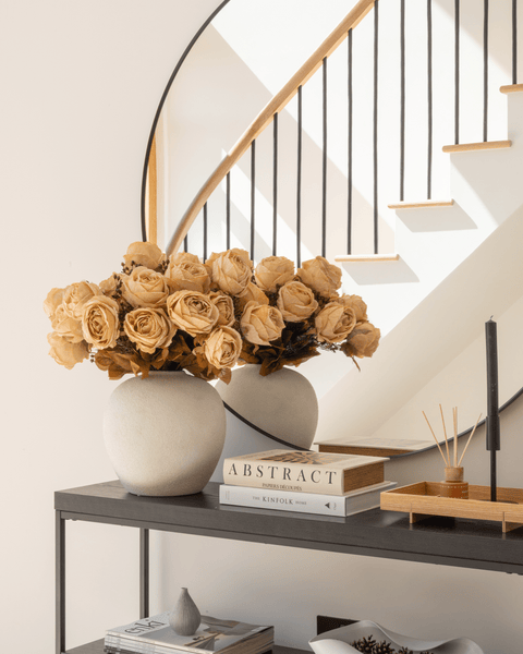 Faux Large Rose Arrangement - Beige (3 Stems/21 Roses)
