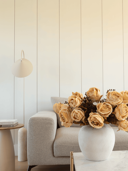 Faux Large Rose Arrangement - Beige (3 Stems/21 Roses)