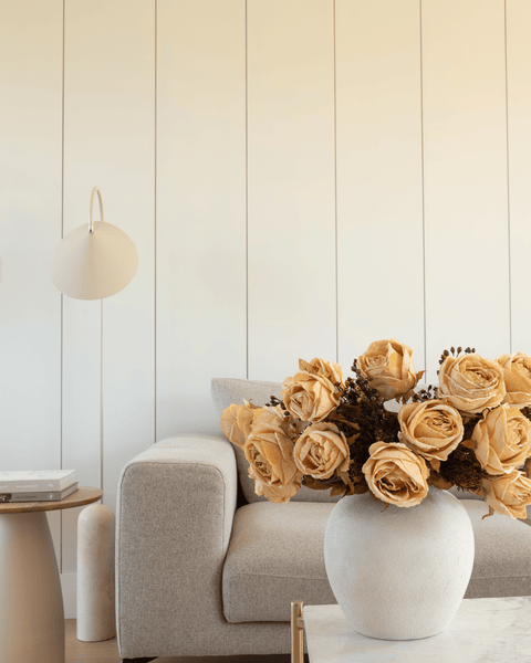 Faux Large Rose Arrangement - Beige (3 Stems/21 Roses)