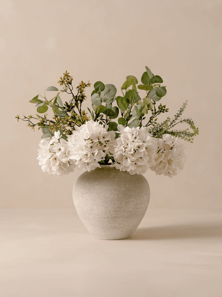 Faux Arrangement - Eucalyptus & White Hydrangea