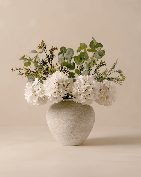 Faux Arrangement - Eucalyptus & White Hydrangea