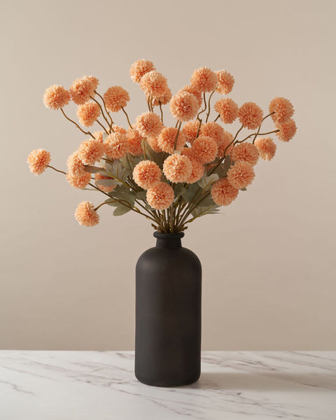 Faux Kiku Flower - Orange (10 Stems / 50 Heads)
