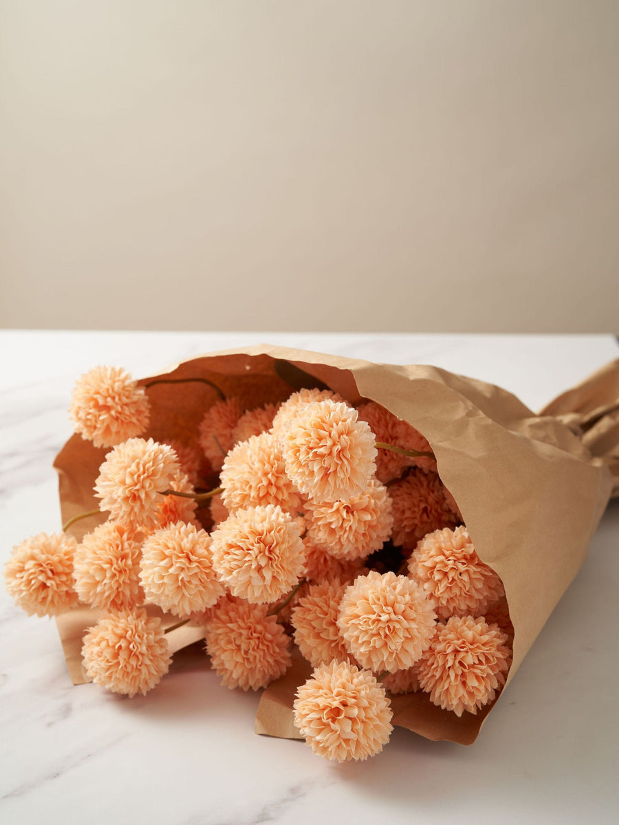 Faux Kiku Flower - Orange (10 Stems / 50 Heads)