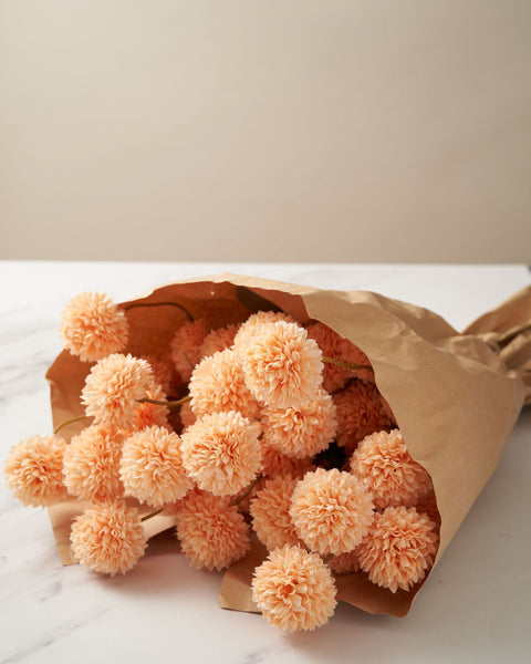 Faux Kiku Flower - Orange (10 Stems / 50 Heads)