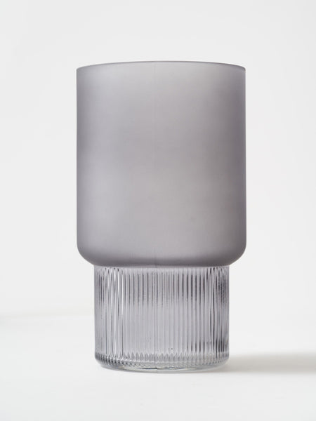 Frosted Ribbed Glass Vase - Grey