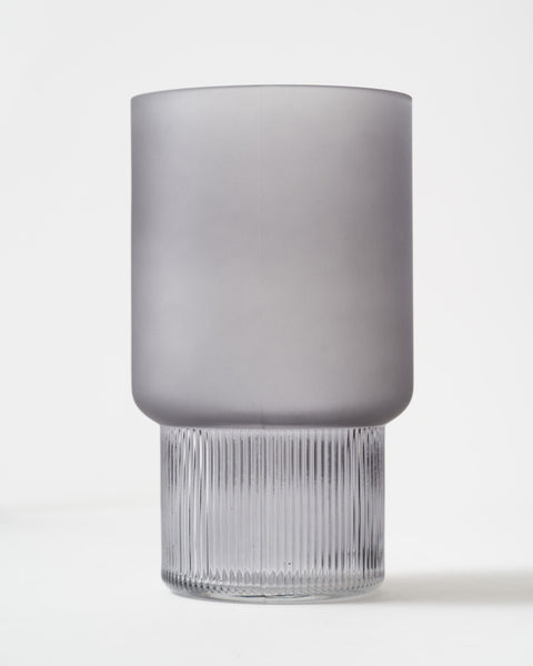 Frosted Ribbed Glass Vase - Grey