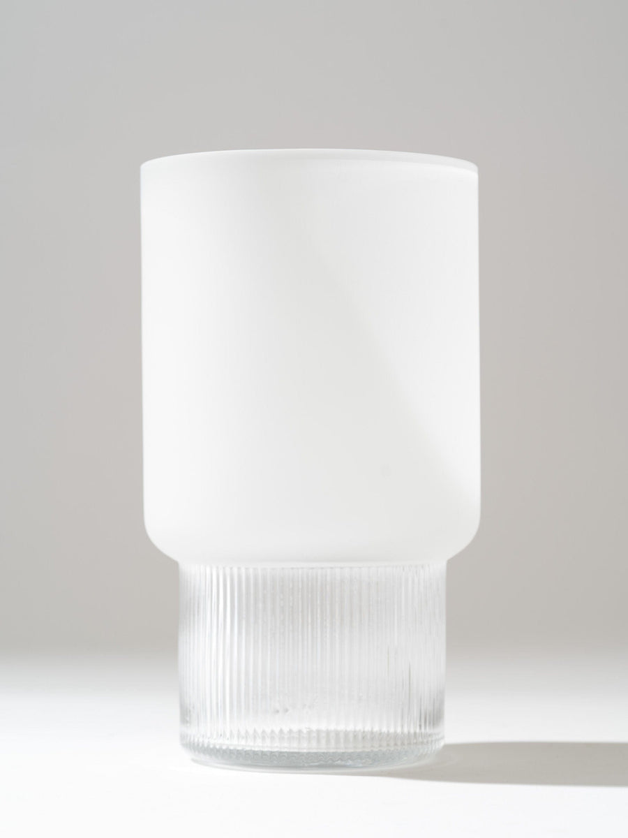 Frosted Ribbed Glass Vase - Clear