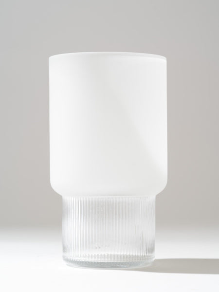 Frosted Ribbed Glass Vase - Clear