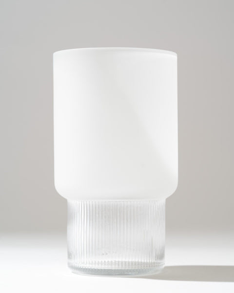 Frosted Ribbed Glass Vase - Clear