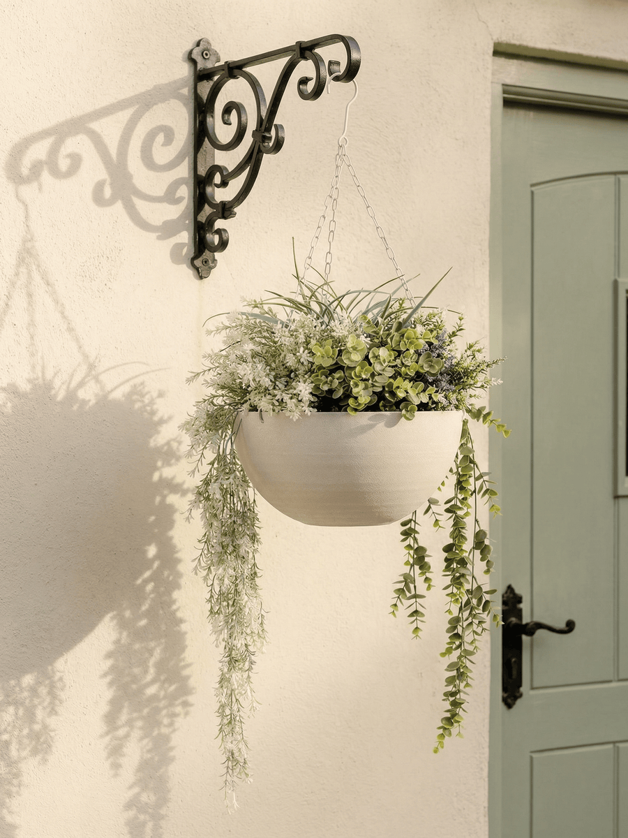 Outdoor Hanging Floral Basket - Green & Purple