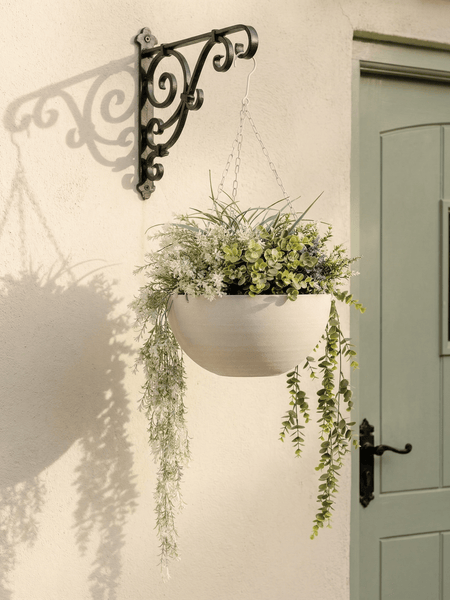 Outdoor Hanging Floral Basket - Green & Purple