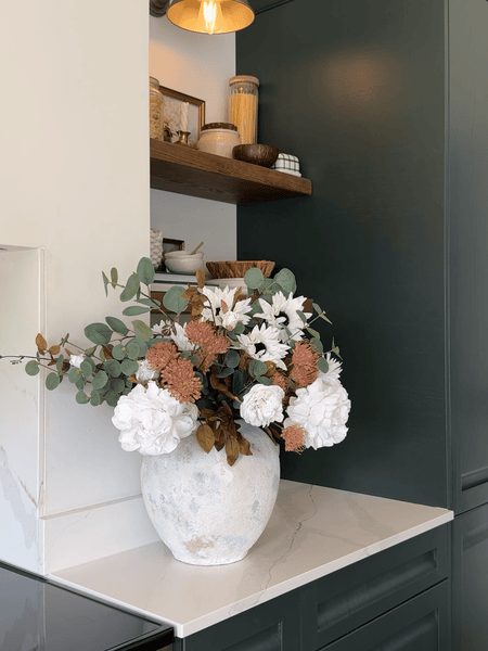Faux Arrangement - White Peony & Sunflower
