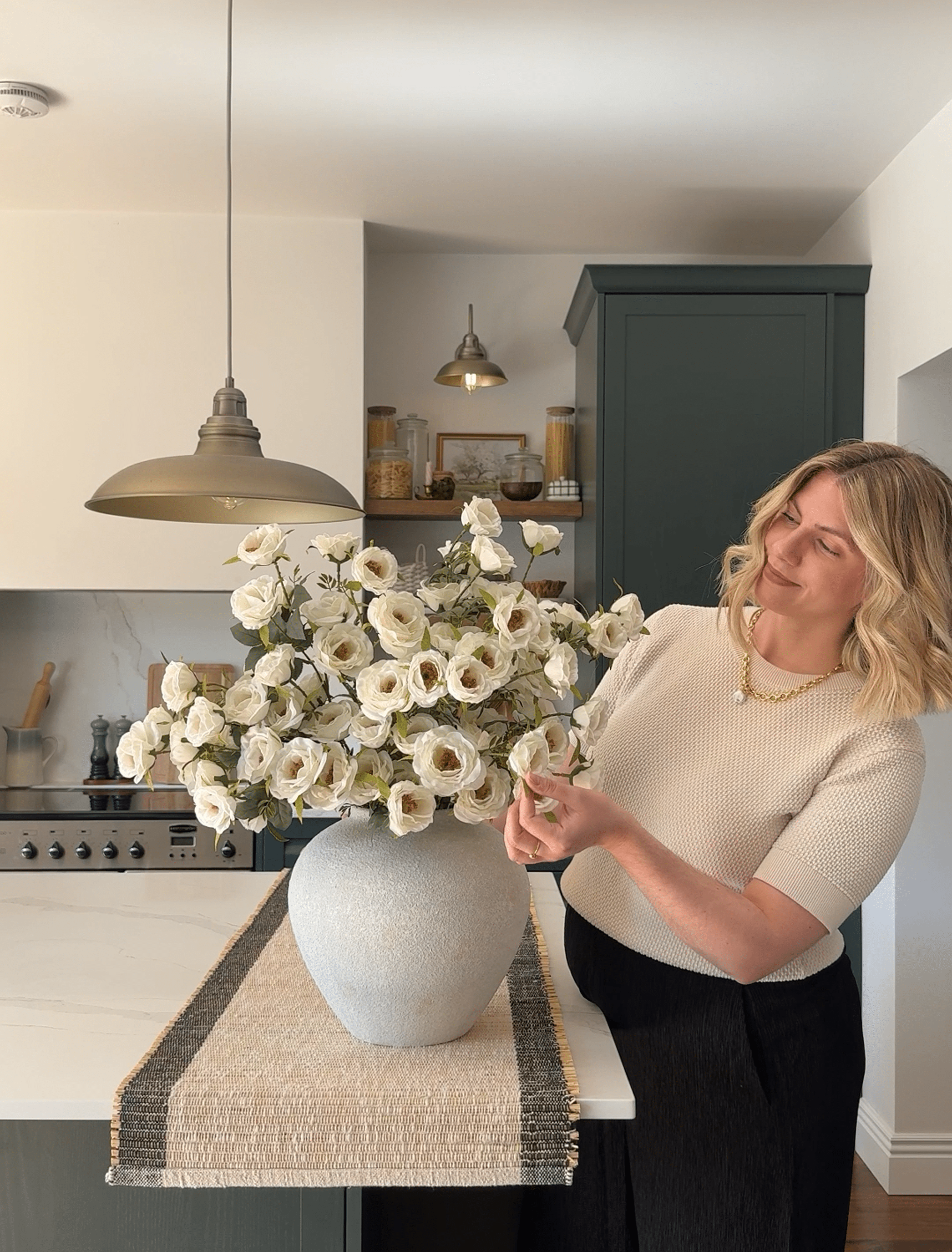Faux Rose Arrangement - White (12 Stems / 72 Roses)
